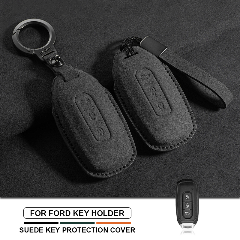 Key Holder Leather Pouch - Suede Leather Car Smart Remote Key