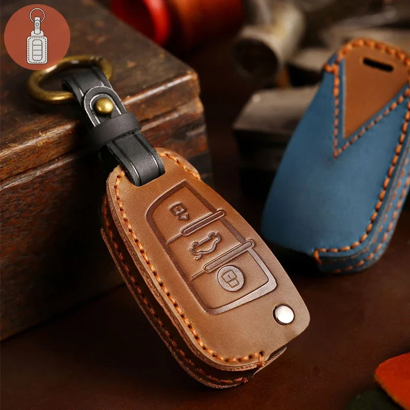 Key Holder Leather Pouch - Fob Protector Car Key Case Cover