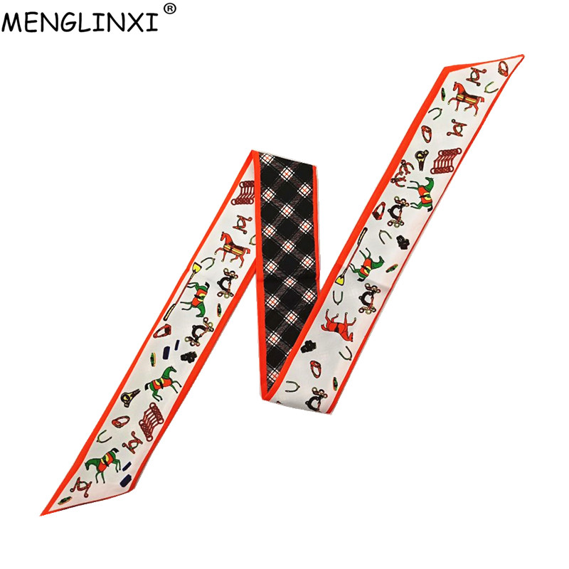 Horse Plaid Skinny Scarf Women - Luxury Bags Casual ulasan dan harga