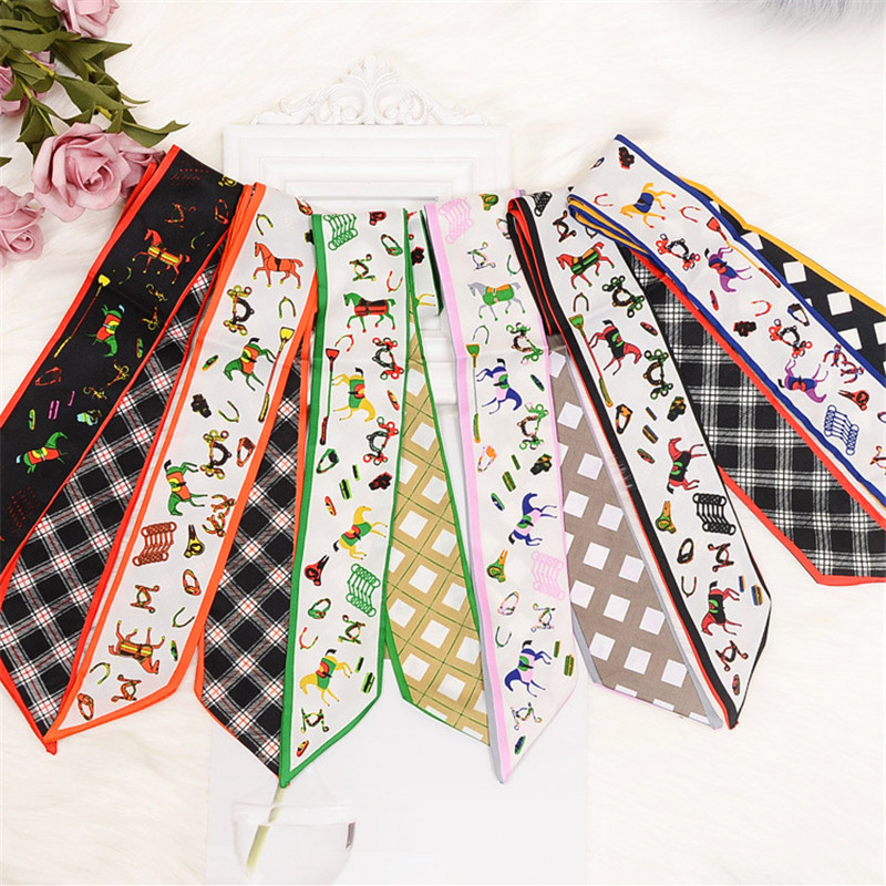 Horse Plaid Skinny Scarf Women - Luxury Bags Casual ulasan dan harga