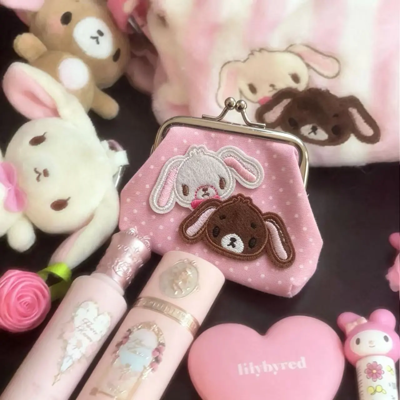 Sanrio Sugar Bunnies Mini Coin - Key Holder Leather Pouch ulasan dan harga
