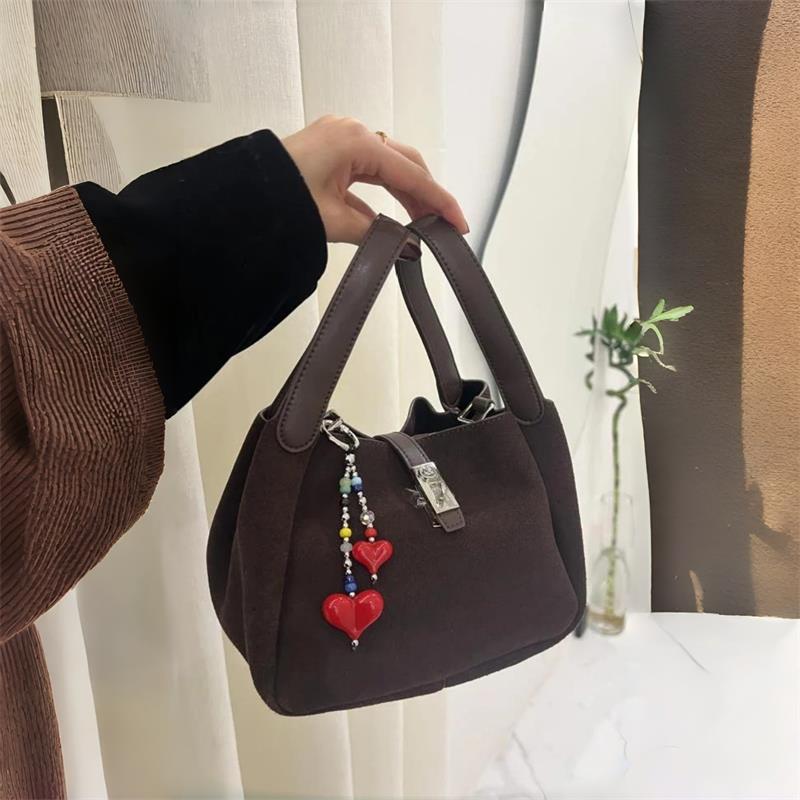 Luxury Suede Bucket Bag With S - Luxury Bags With Silver Hardware ulasan dan harga