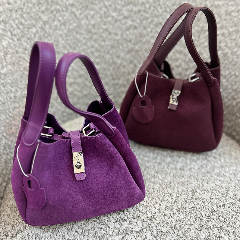 Luxury Suede Bucket Bag With S - Luxury Bags With Silver Hardware ulasan dan harga