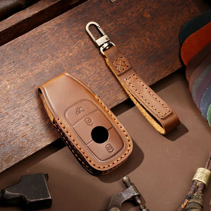 Leather Car Key Case Cover Fob - Key Holder Leather Pouch ulasan dan harga